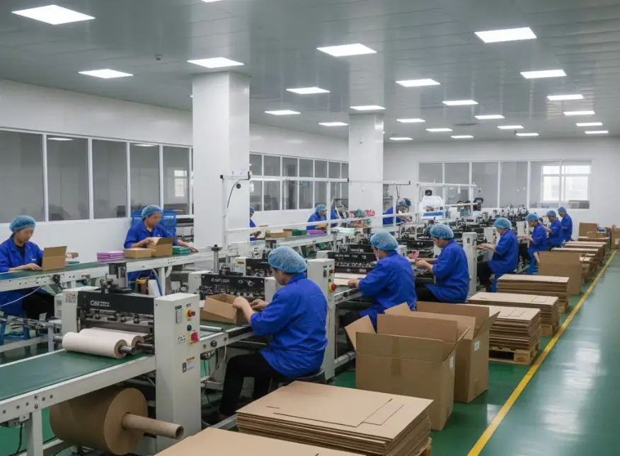 OEM manufacturer workspace in China producing custom acrylic marker packaging with organized quality control processes.