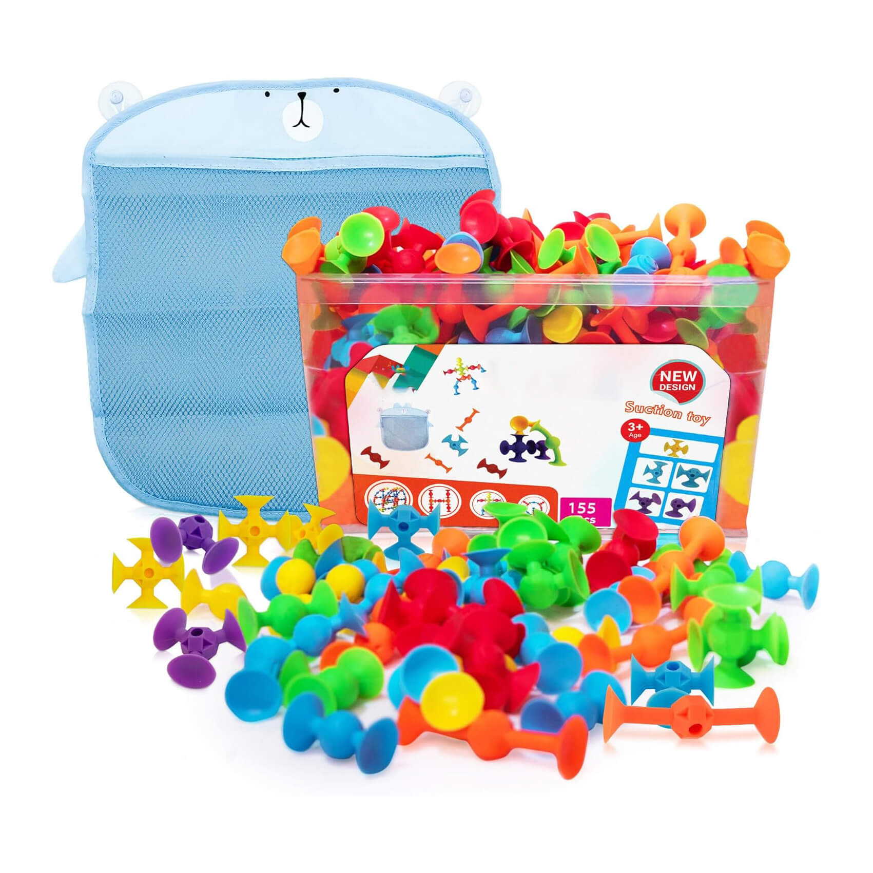 155-Piece Suction Cup Building Block Set for Kids – Interactive Bath Toy Set for Fun & Learning