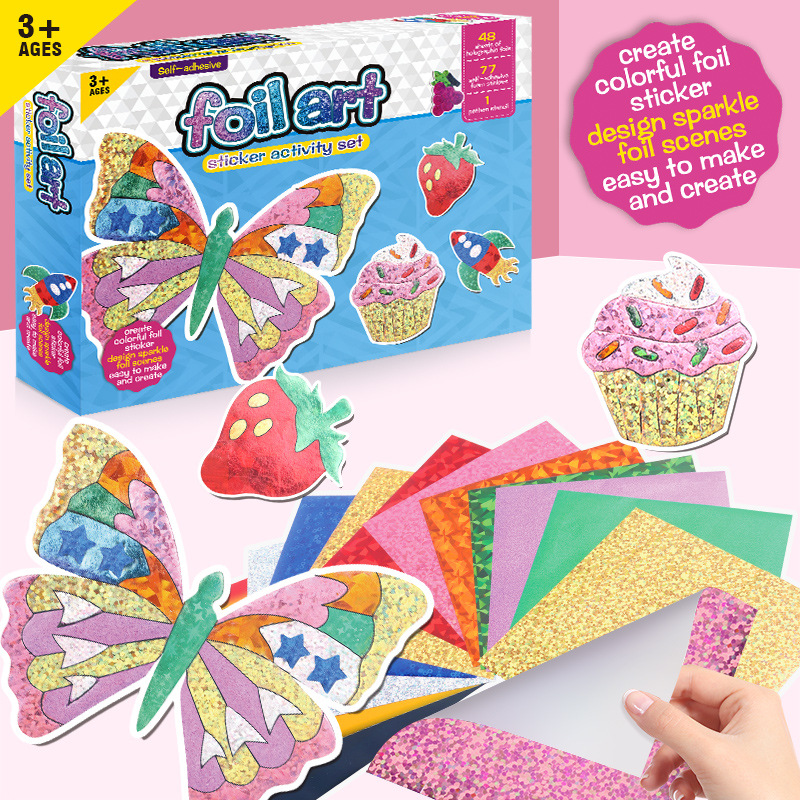 DIY Aluminum Foil Sticker Coloring Kit for Kids – Creative Craft Set for Artistic Expression & Fun