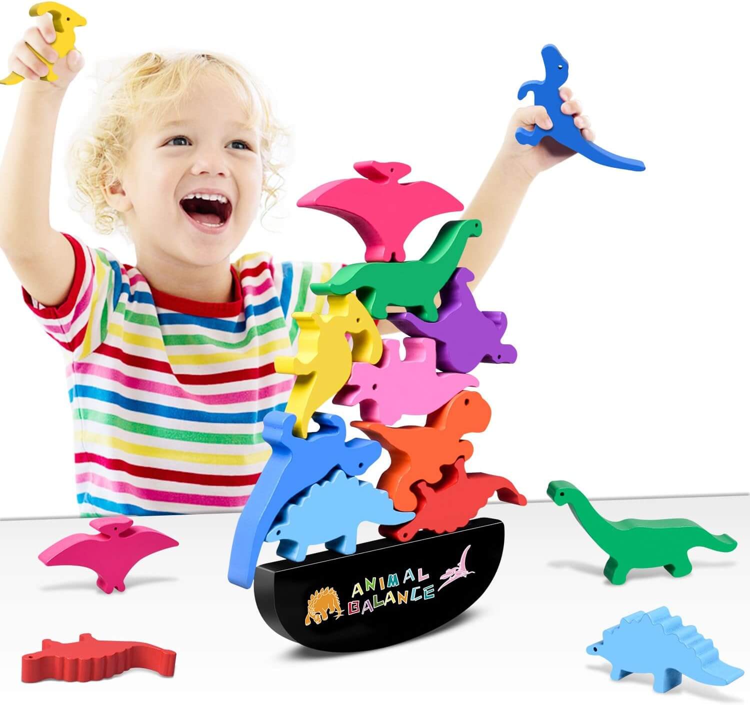 Dinosaur-Shaped Balance Building Block Set for Kids – Creative STEM Toy for Balance & Coordination