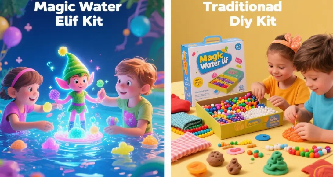 a comparison between Magic Water Elf Kits and Traditional DIY Kits for children