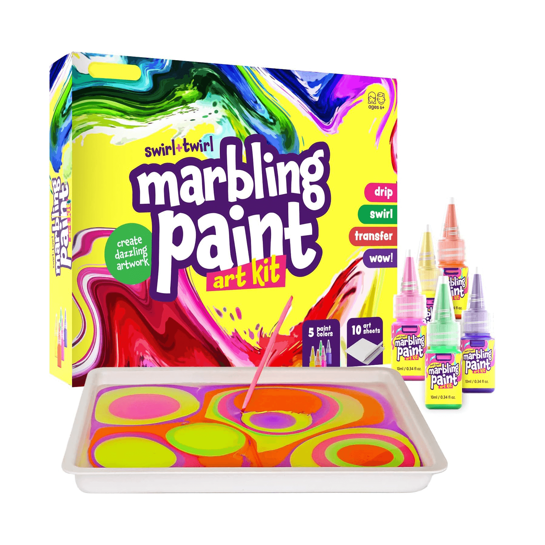DIY Marbling Art Painting Kit – Water Marbling Craft Set for Kids & Beginners
