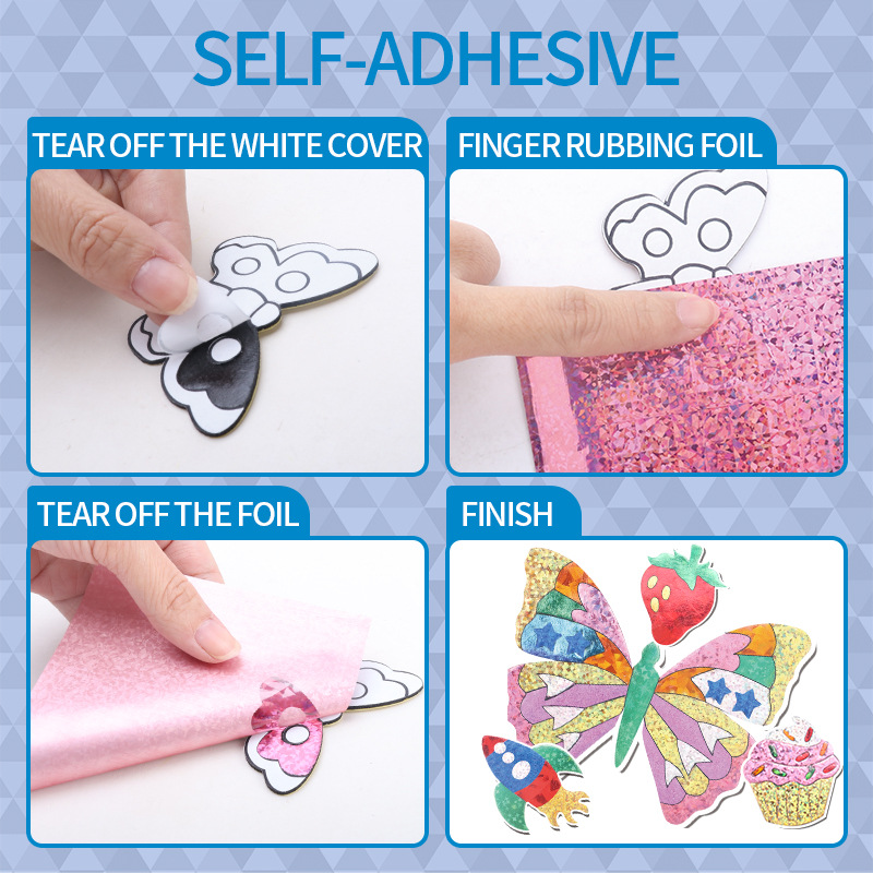 DIY Aluminum Foil Sticker Coloring Kit for Kids – Creative Craft Set for Artistic Expression & Fun