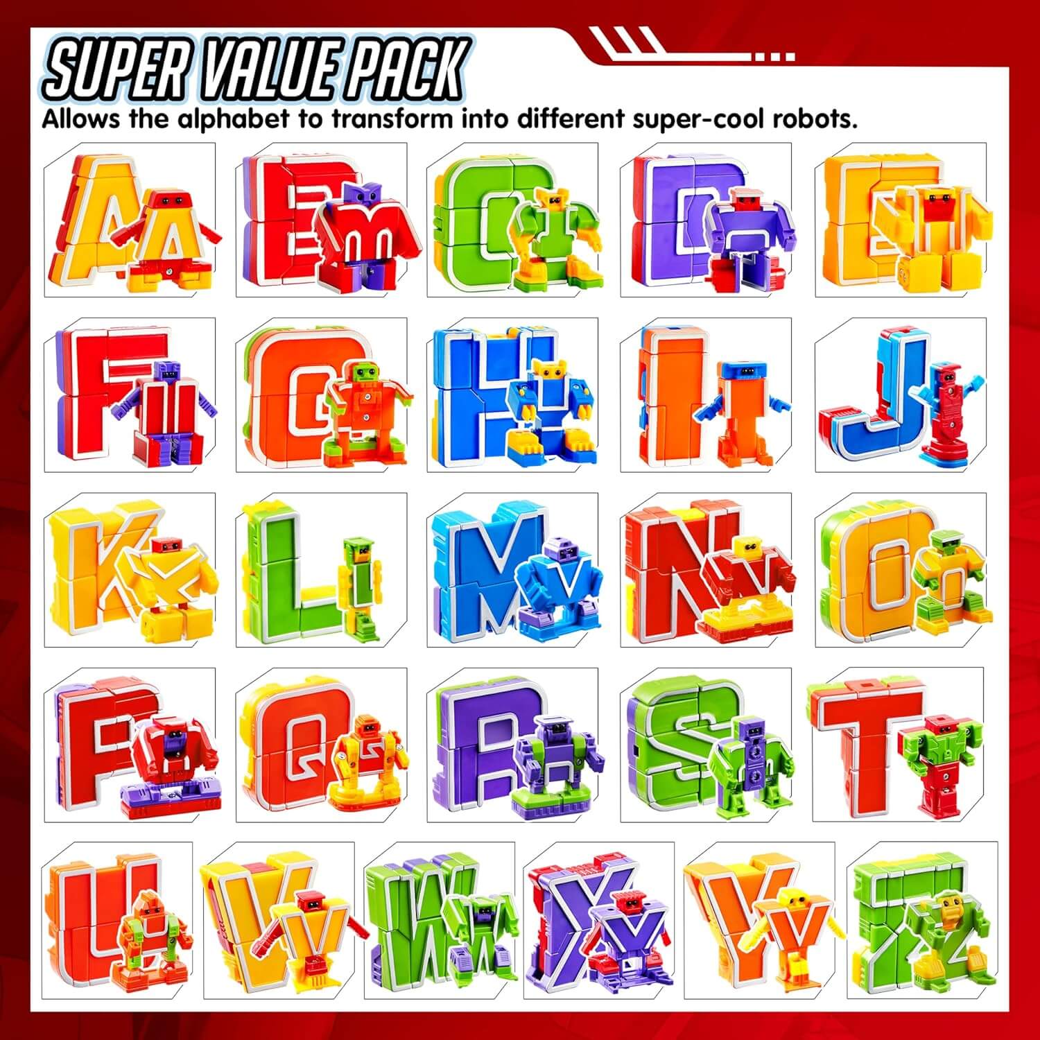 26-Piece Alphabet Robot Learning Toys for Kids:Educational Interactive Toy Set for Early Development & Fun