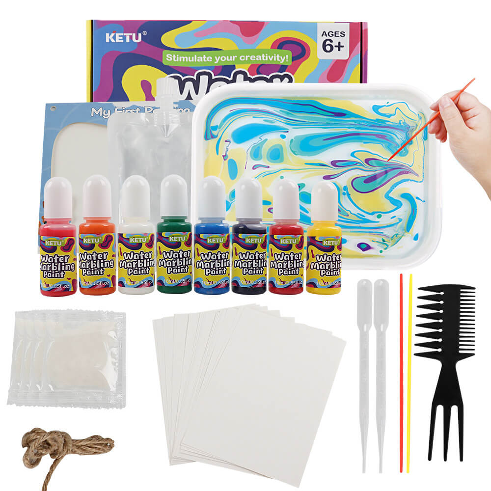 DIY Marbling Art Painting Kit – Water Marbling Craft Set for Kids & Beginners