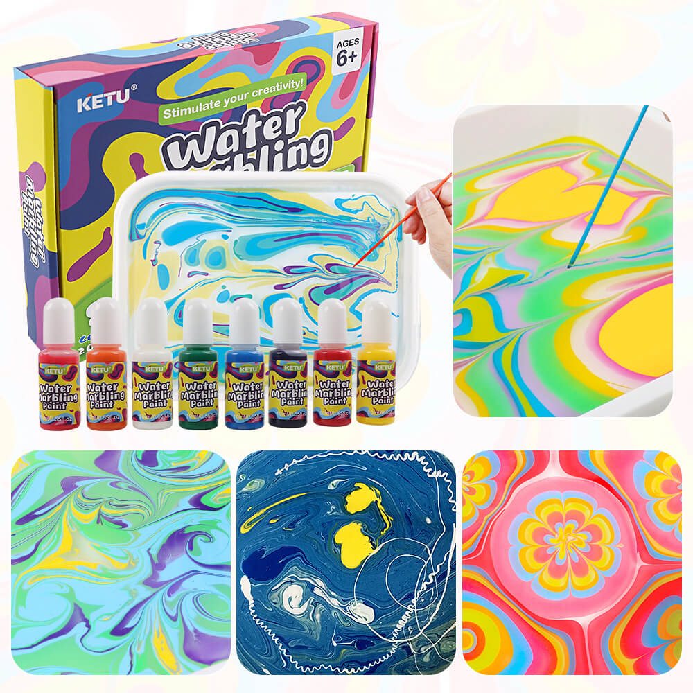 DIY Marbling Art Painting Kit – Water Marbling Craft Set for Kids & Beginners