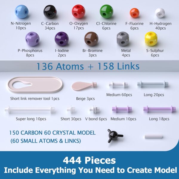 444 Pcs Organic Molecular Model Kit – Chemistry Atom Element Set for ...
