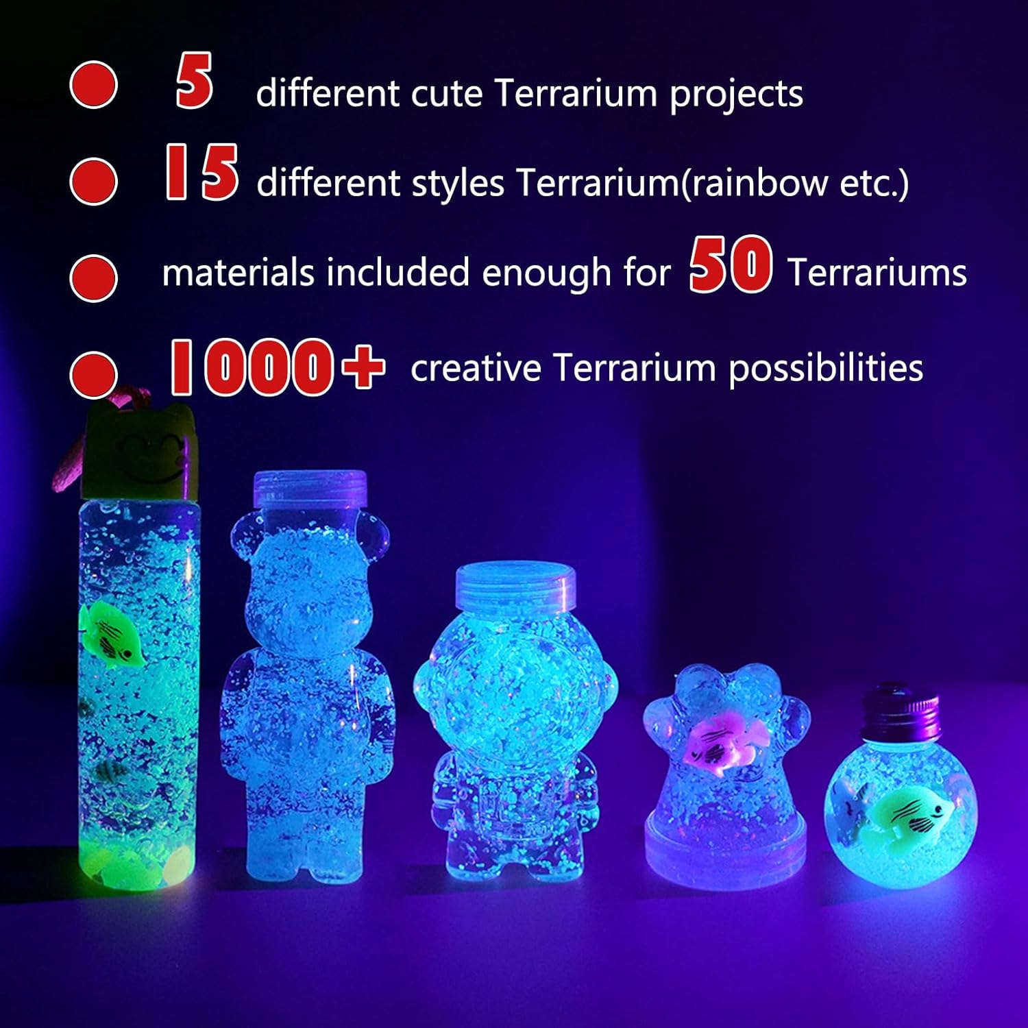 5 PCS Glow in the Dark Unicorn Terrarium Craft Kit – DIY Water Beads Toy Set for Kids Birthday Gifts