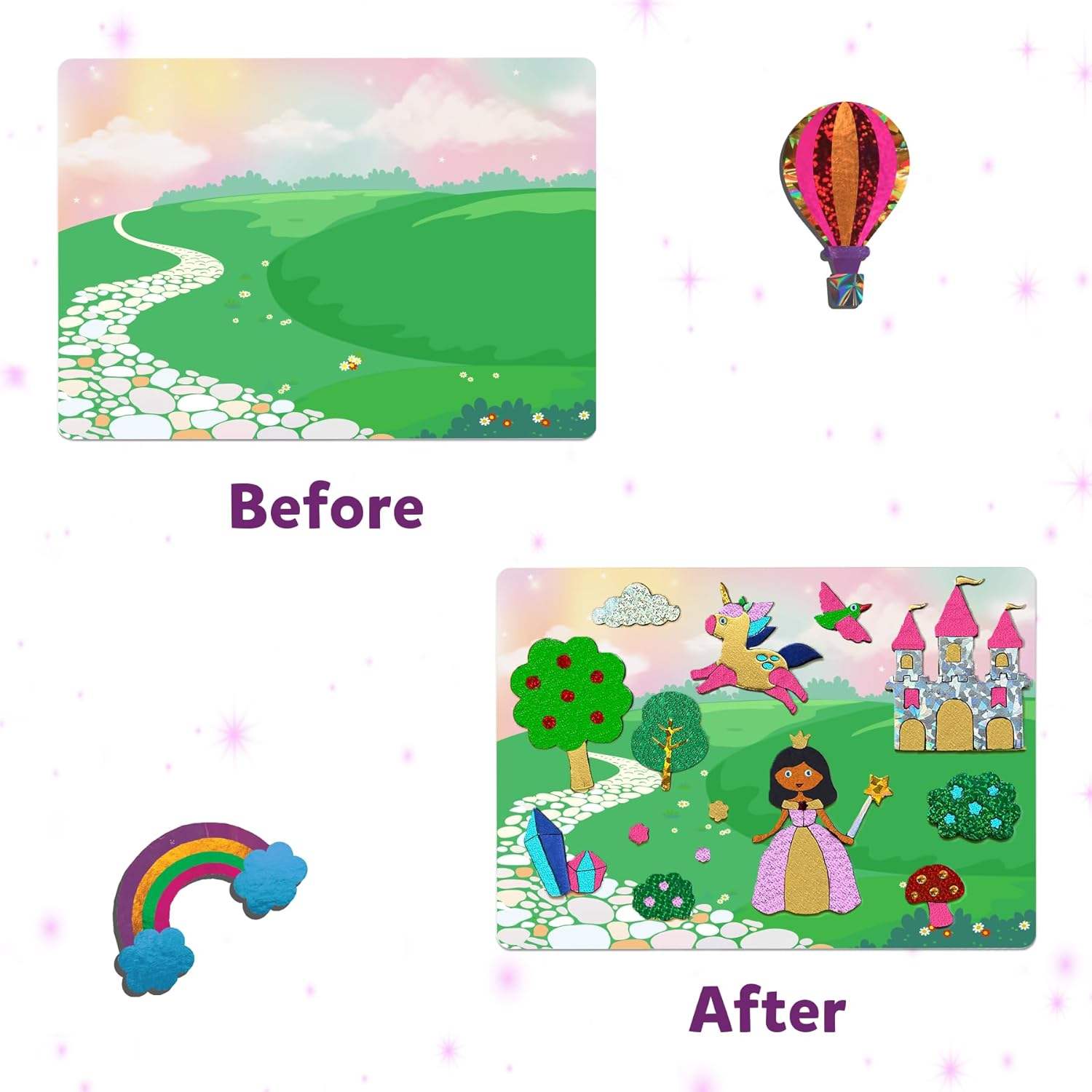 Craft Kits & Supplies – Foil Fun Creative Activity Set DIY Travel Toys with Unicorns & Princesses for Kids