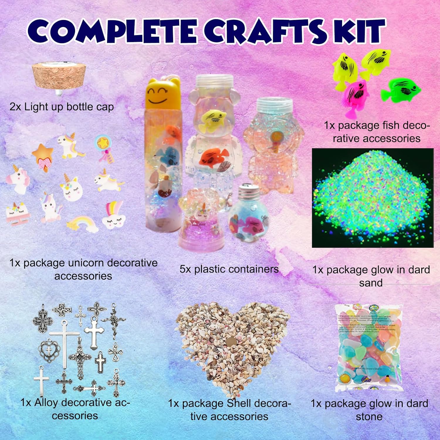 5 PCS Glow in the Dark Unicorn Terrarium Craft Kit – DIY Water Beads Toy Set for Kids Birthday Gifts