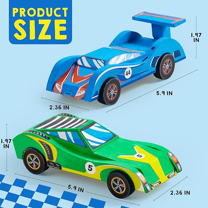 4-Piece DIY Wooden Race Car Kit – Creative Craft Toy Set for Kids Boys & Girls, Birthday Party Gifts