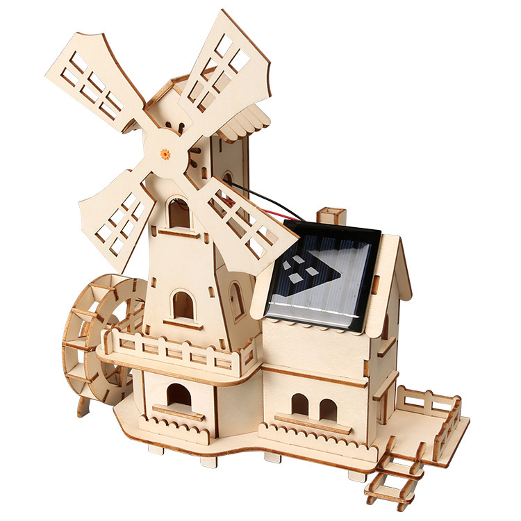 Science Education Solar Energy Wooden DIY Kit Creative Solar Powered STEM Building Toy for Kids