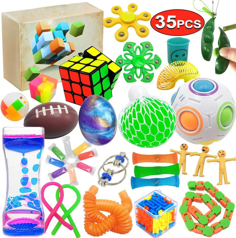 35 PCS Sensory Toy Set for Children Fidget Toys & Sensory Play Kit for Stress Relief and Learning