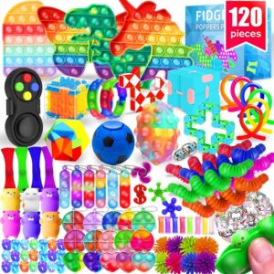 120 PCS Sensory Toy Set for Kids Fidget Toys Assortment for Stress Relief, Sensory Play & Classroom Rewards
