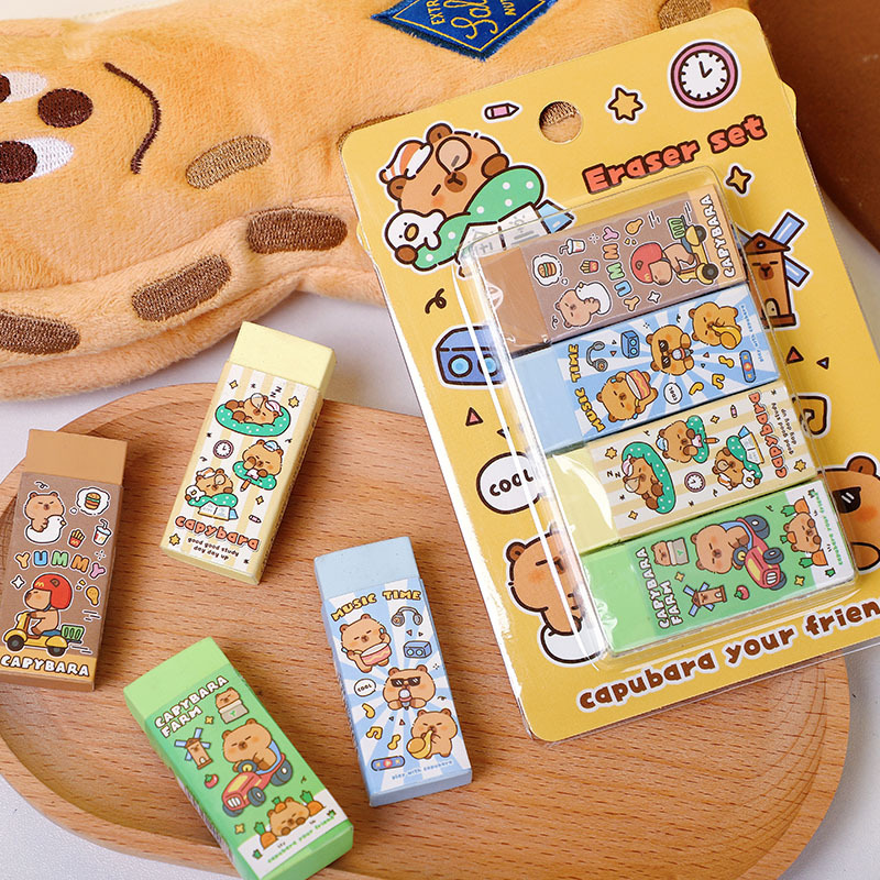 Cartoon Eraser Set for Kids Cute Pencil Erasers for Elementary School Students & Children's Gift Set