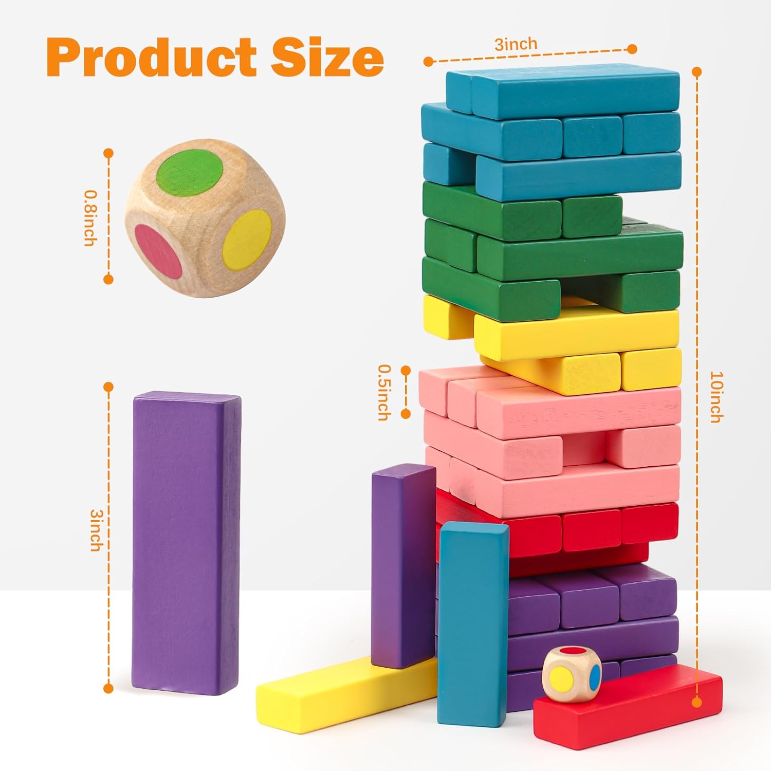 48PCS Wooden Stacking Board Game for Kids Educational Balance Building Blocks Toy for Children
