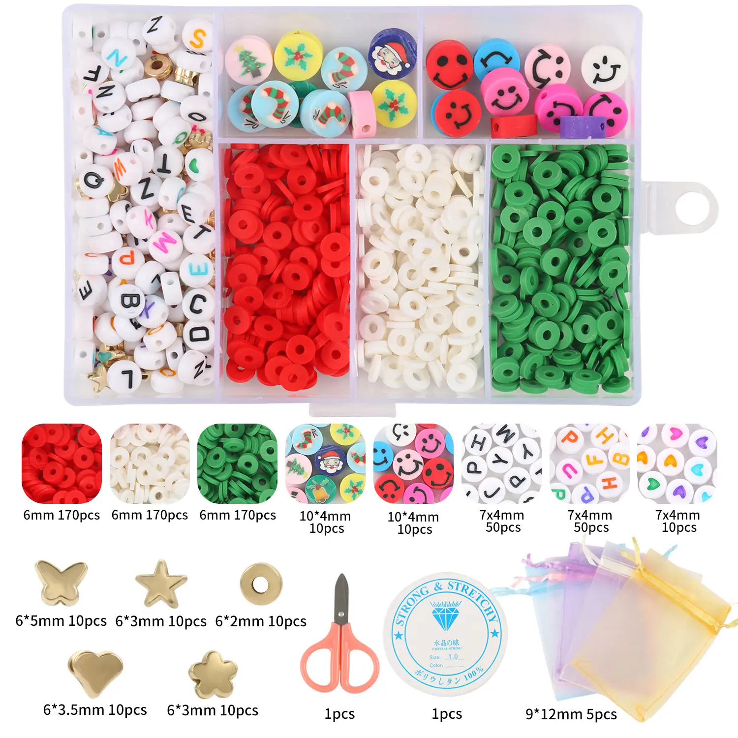 Designer Polymer Clay Beads Spacer Kit for Handmade Bracelets & Charms