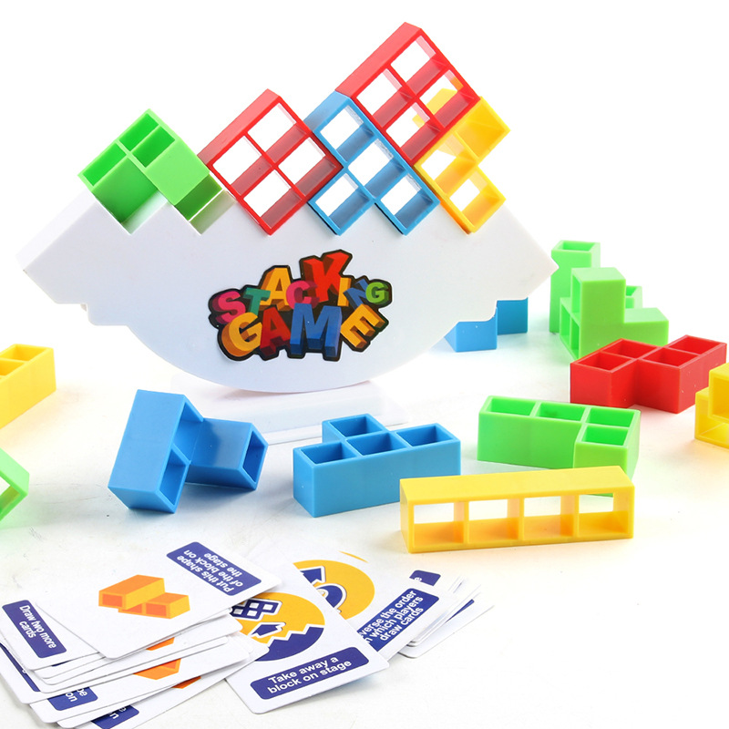 Kids Educational Dinosaur Balance Stacking Board Game Plastic Puzzle Building Blocks Toy 32PCS / 48PCS / 64PCS