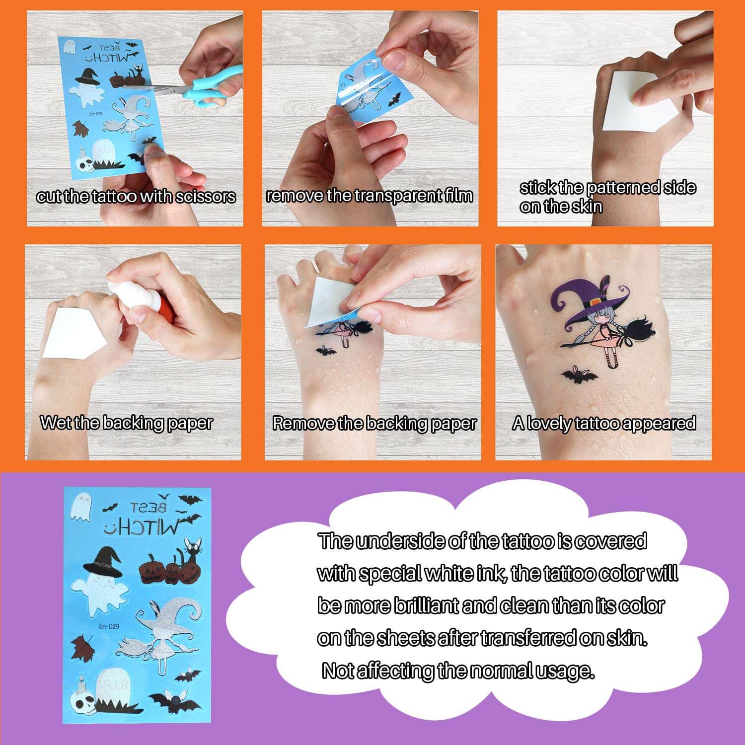 Halloween Glow-in-the-Dark Temporary Tattoo Stickers Luminous Party Favor Tattoos for Kids | Halloween Gift & Event Supplies