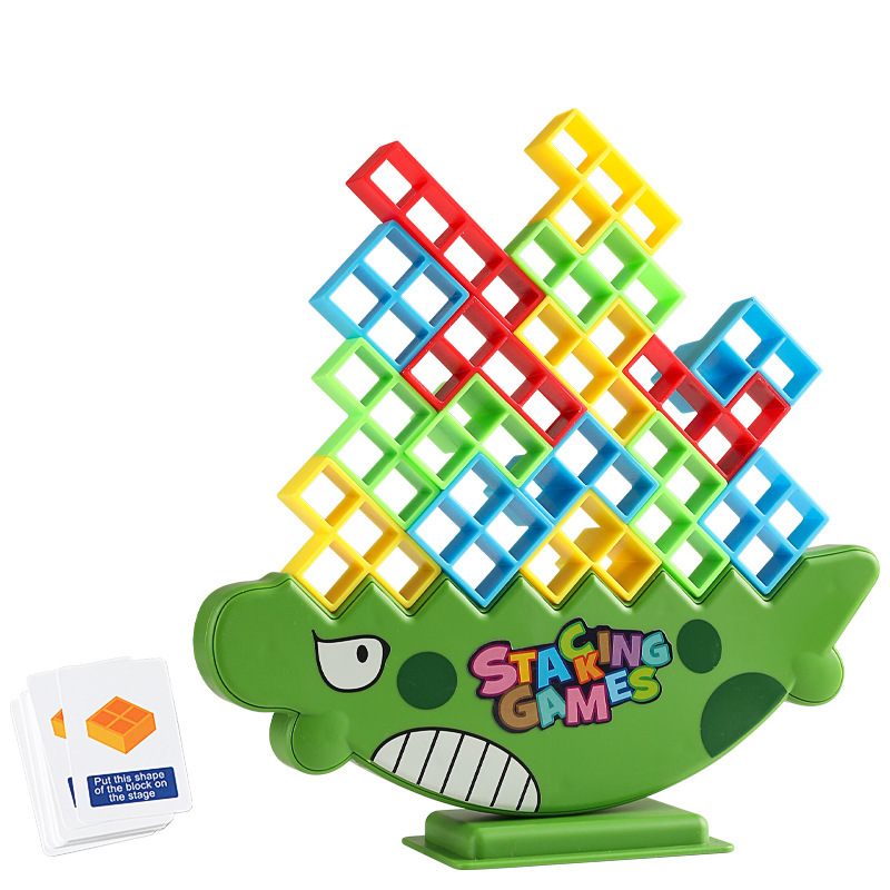 Kids Educational Dinosaur Balance Stacking Board Game Plastic Puzzle Building Blocks Toy 32PCS / 48PCS / 64PCS