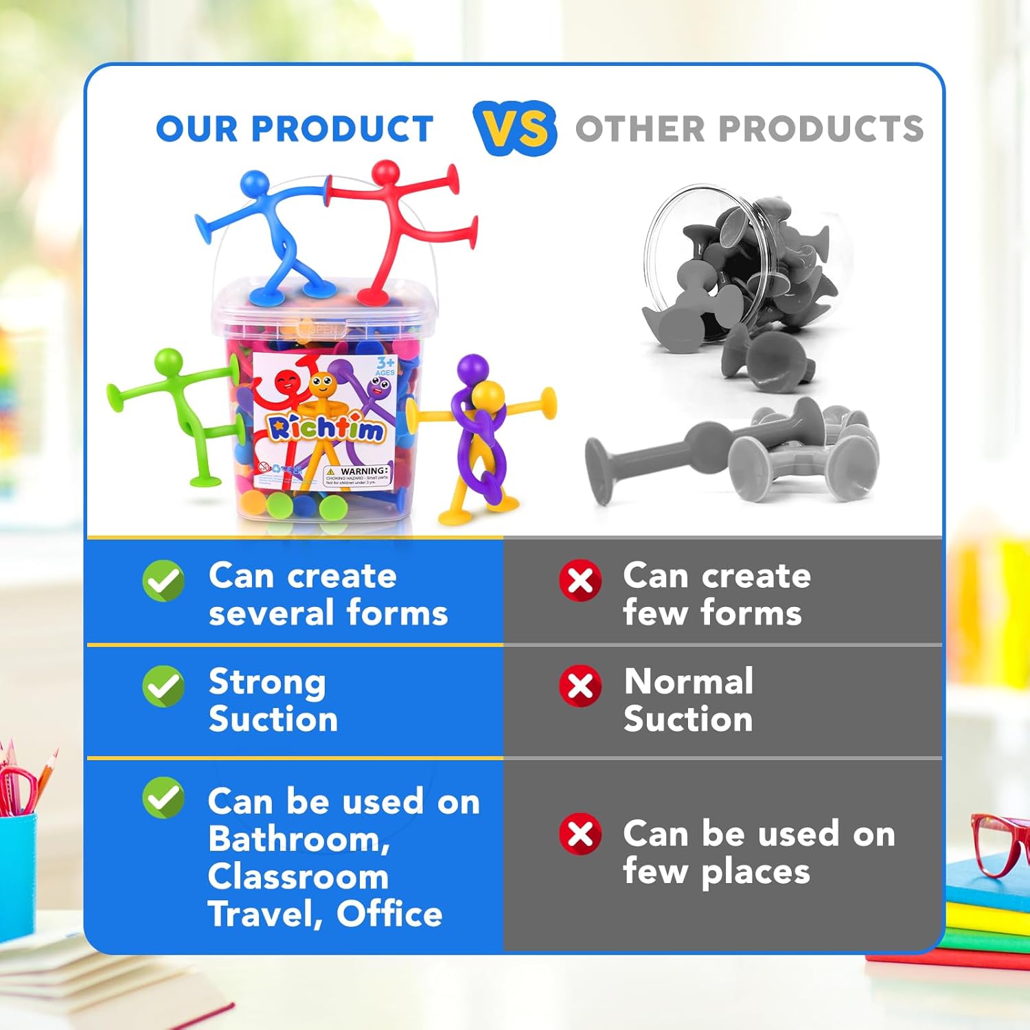 48PCS Suction Cup Fidget Toy Set for Kids Sensory Suction Toys for Creative Play & Stress Relief