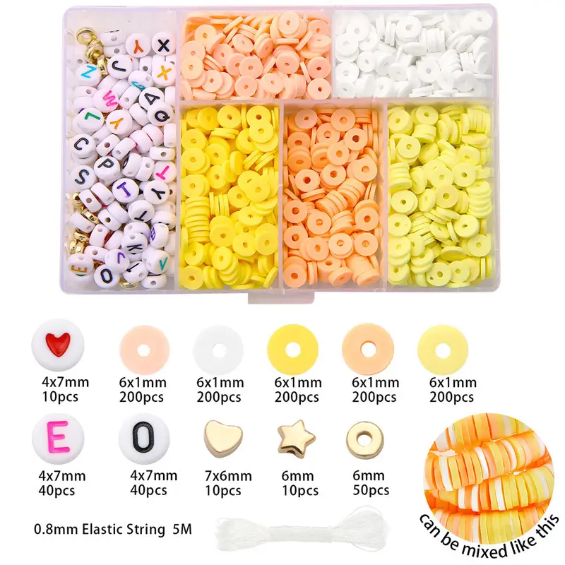 Designer Polymer Clay Beads Spacer Kit for Handmade Bracelets & Charms
