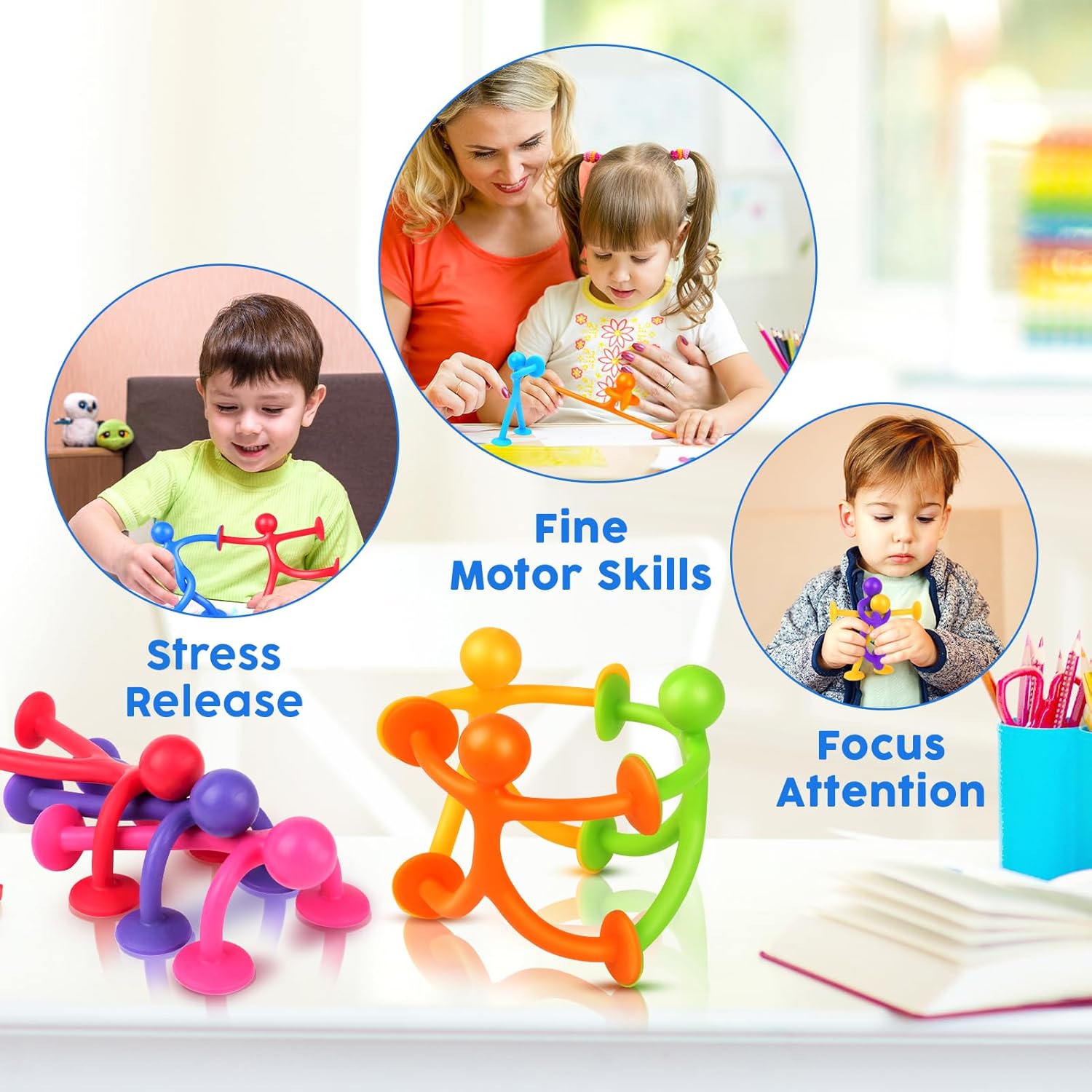 48PCS Suction Cup Fidget Toy Set for Kids Sensory Suction Toys for Creative Play & Stress Relief