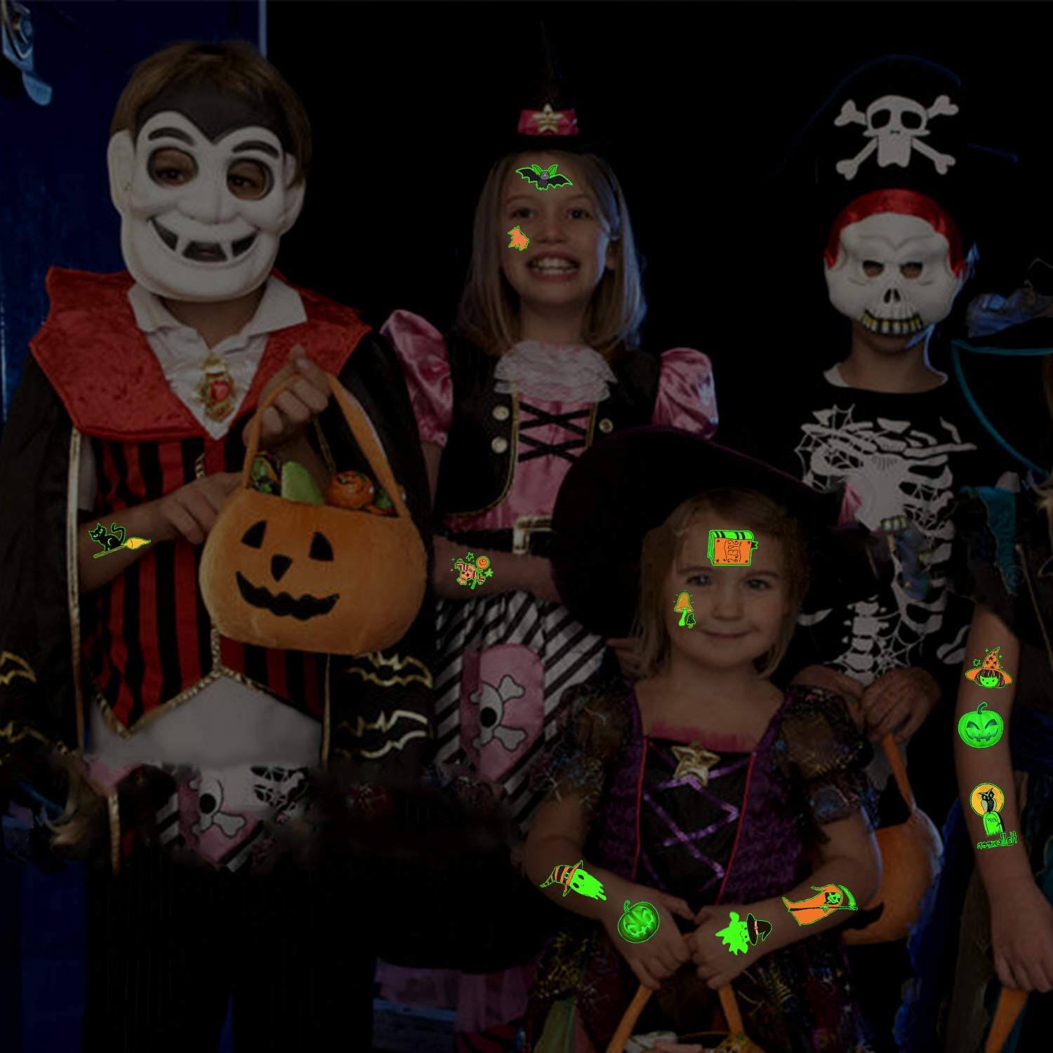 Halloween Glow-in-the-Dark Temporary Tattoo Stickers Luminous Party Favor Tattoos for Kids | Halloween Gift & Event Supplies