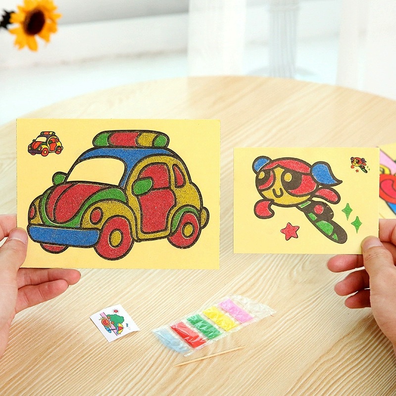 DIY Sand Art Kit Creative Colored Sand Painting Craft Set for Kids Educational Activities