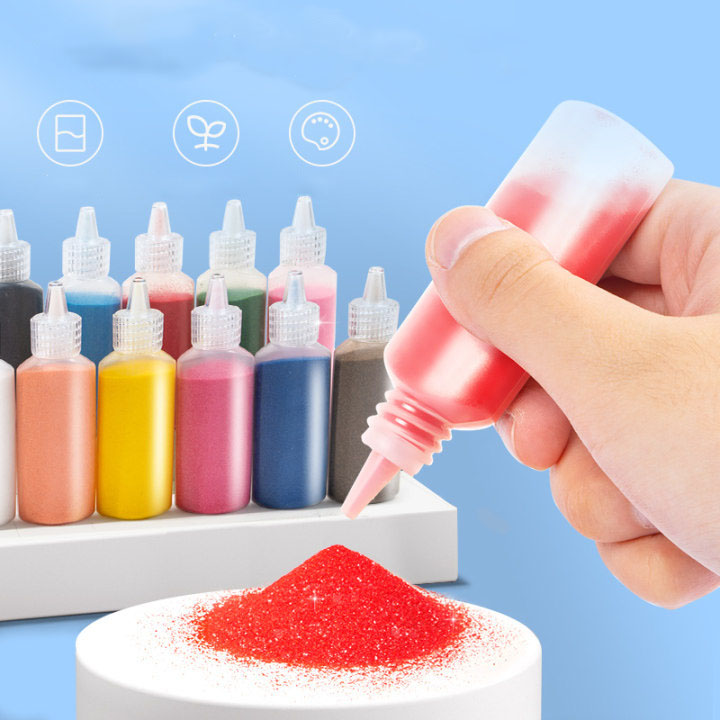 DIY Sand Art Kit with Sand Tray Creative Colored Sand Painting Craft Set for Kids