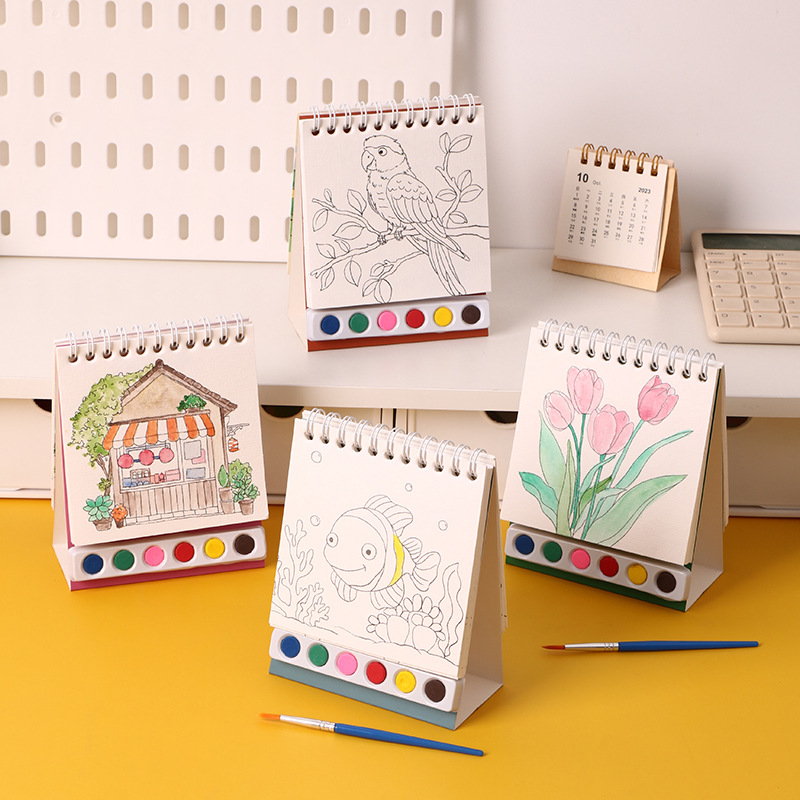 Coil Binding Watercolor Doodle Coloring Book Spiral Sketch Painting & Coloring Activity Book for Kids