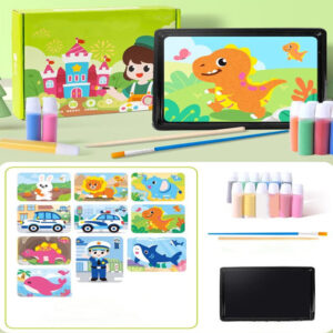 DIY Sand Art Kit with Sand Tray Creative Colored Sand Painting Craft Set for Kids