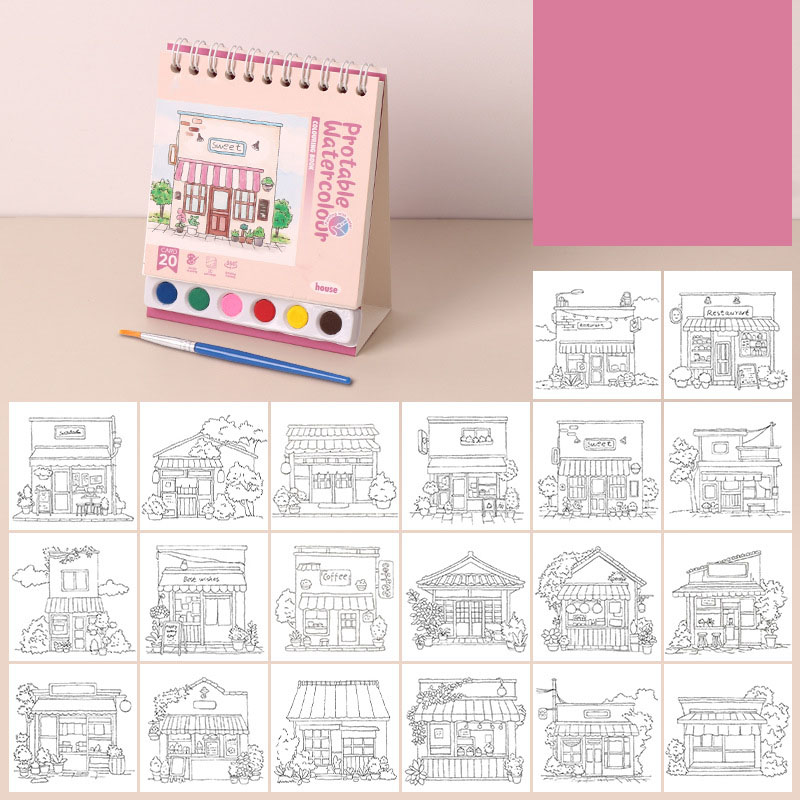 Coil Binding Watercolor Doodle Coloring Book Spiral Sketch Painting & Coloring Activity Book for Kids