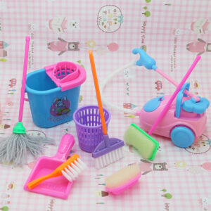 Dollhouse Simulation Cleaning Set Children's Pretend Play Cleaning Tools & Doll Accessories